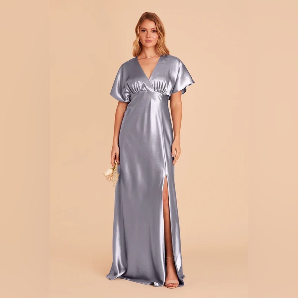 Birdy Grey Jesse Kimono Satin Bridesmaid Dress - Dusty Blue size Small